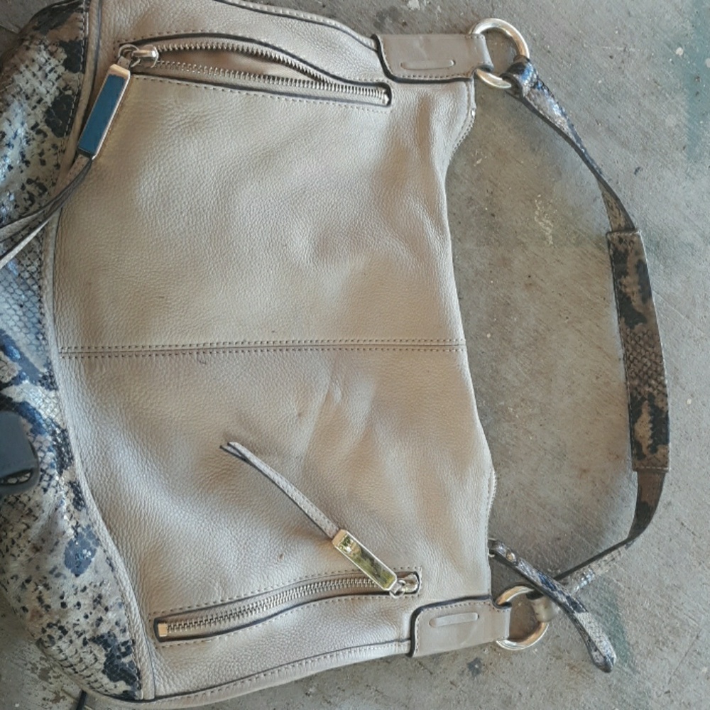 B makowsky cream and snakeskin hobo bag